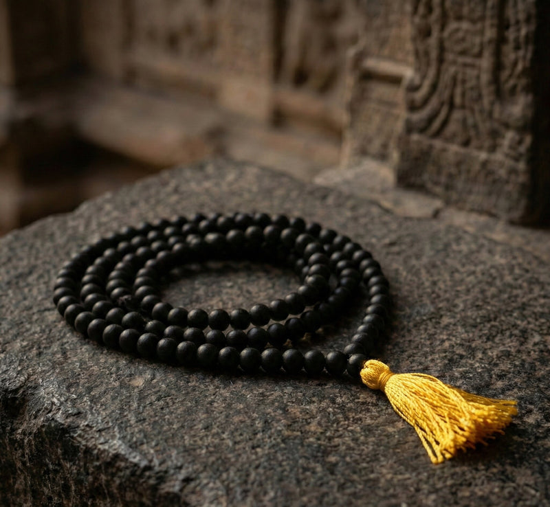 108+1 Original Karungali Jaap Mala - Natural Ebony Wood Beads Govt. Certified