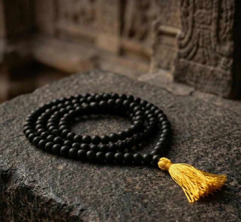 108+1 Original Karungali Jaap Mala - Natural Ebony Wood Beads Govt. Certified