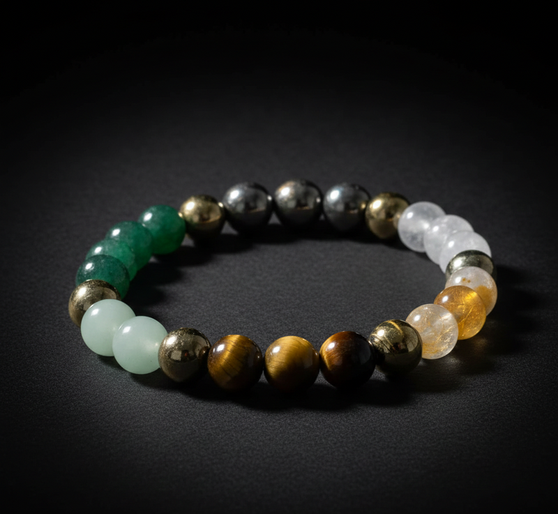Multicolored beaded bracelet on a dark background