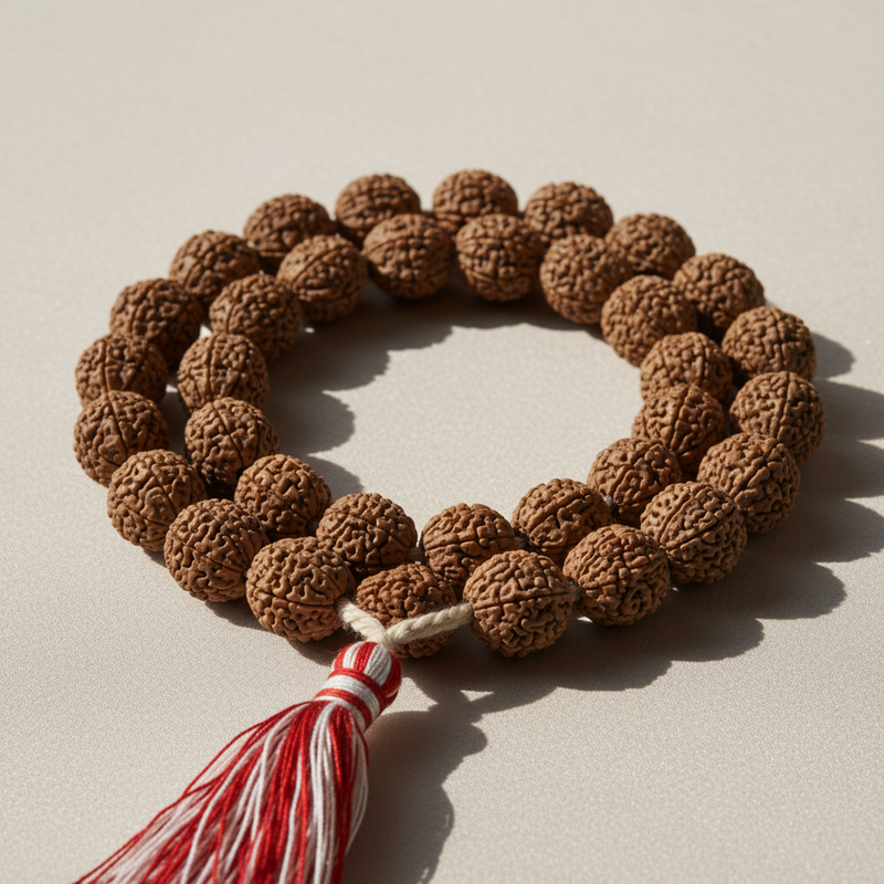 Generate image for Rudraksha mala in square