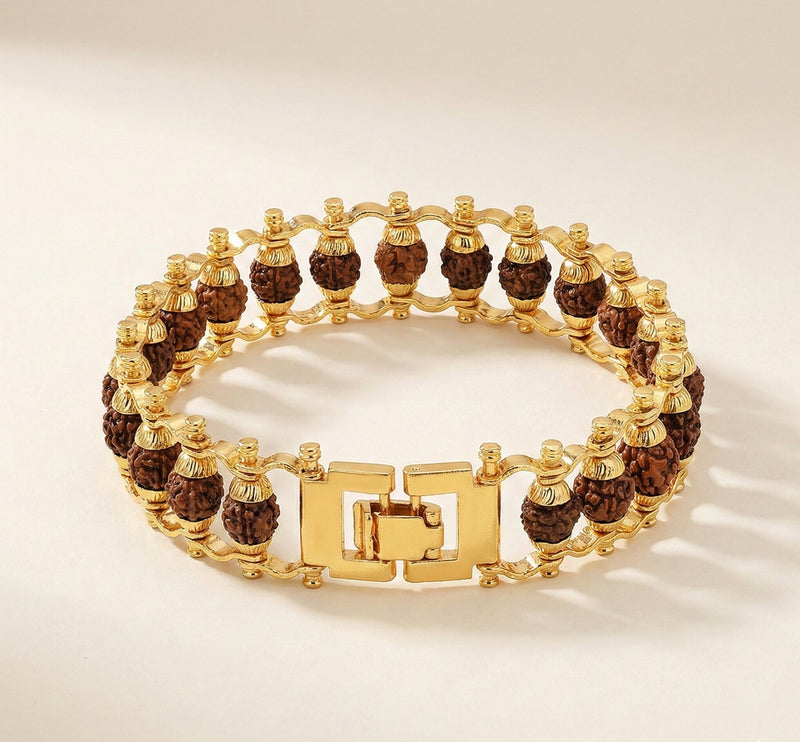 Gold Plated Modern Rudraksha Bracelet