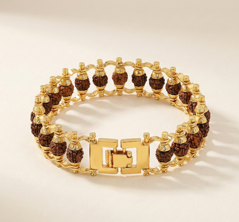 Gold Plated Modern Rudraksha Bracelet
