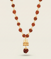 Gold Plated Rudraksha Mala with Shiva Damroo Trishool Pendant