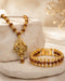 Gold Plated Rudraksha Mala With Om Shiva Trishul Pendant & Gold Plated Modern Rudraksha Bracelet Combo