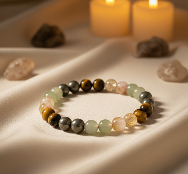 Money Magnet Bracelet with Pyrite, Tiger Eye, Citrine & Aventurine Beads