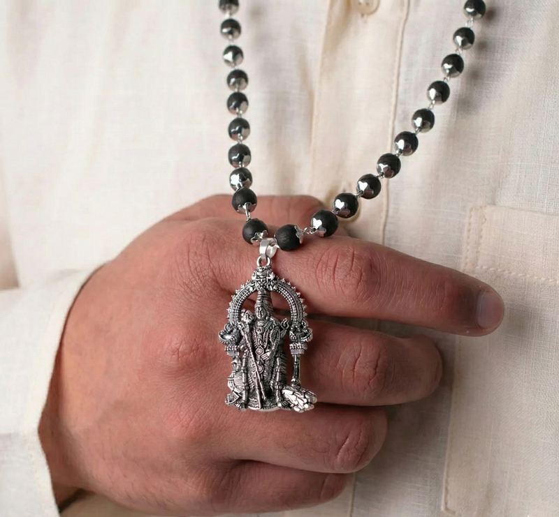 silver-plated-karungali-mala-with-lord-murugan-pendant-54-7mm-model3